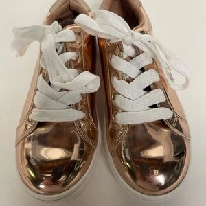 Kids Metallic Rose Gold Sneakers